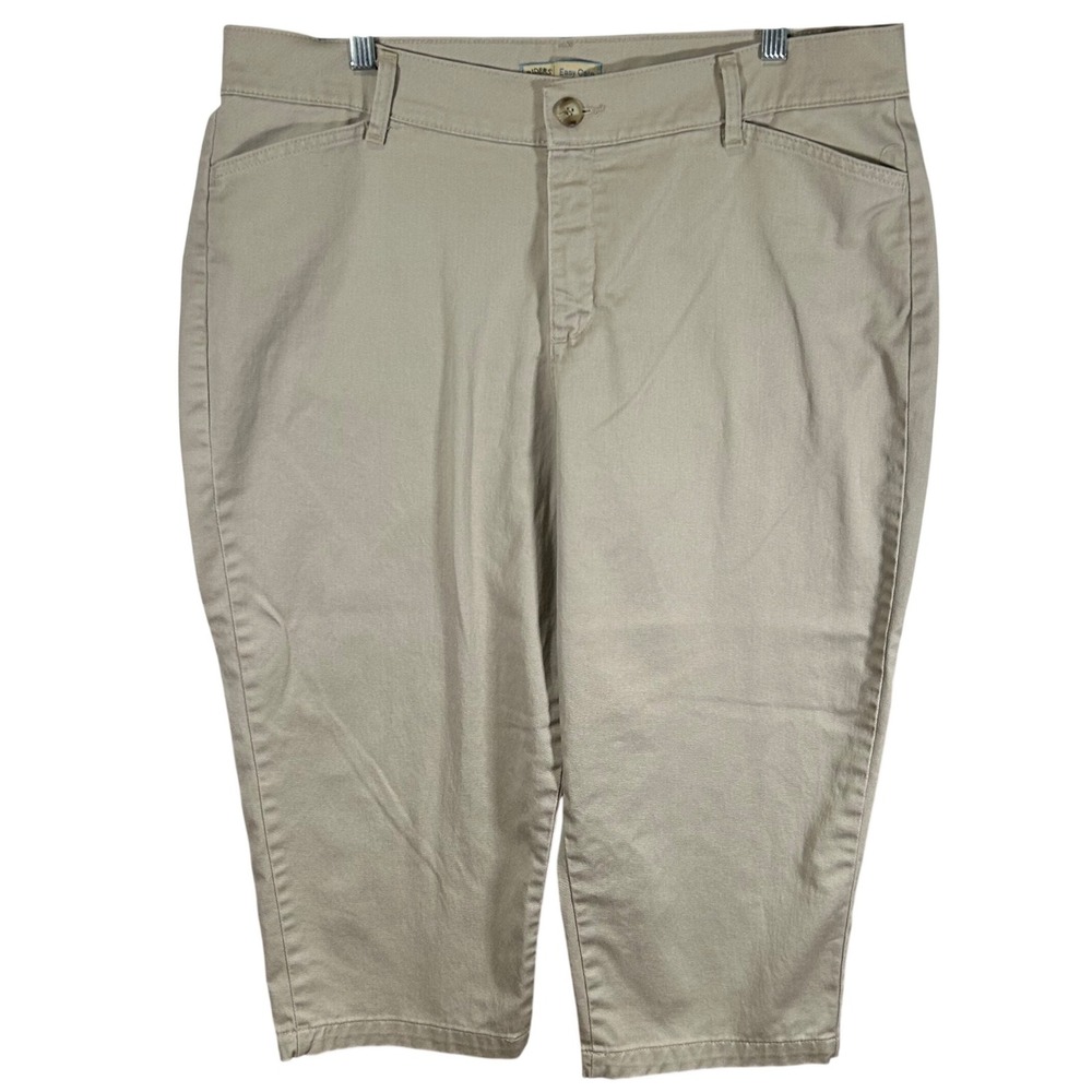 Riders by Lee Easy Care Khaki Capri Pants Womens 16W Tan Summer Outdoor